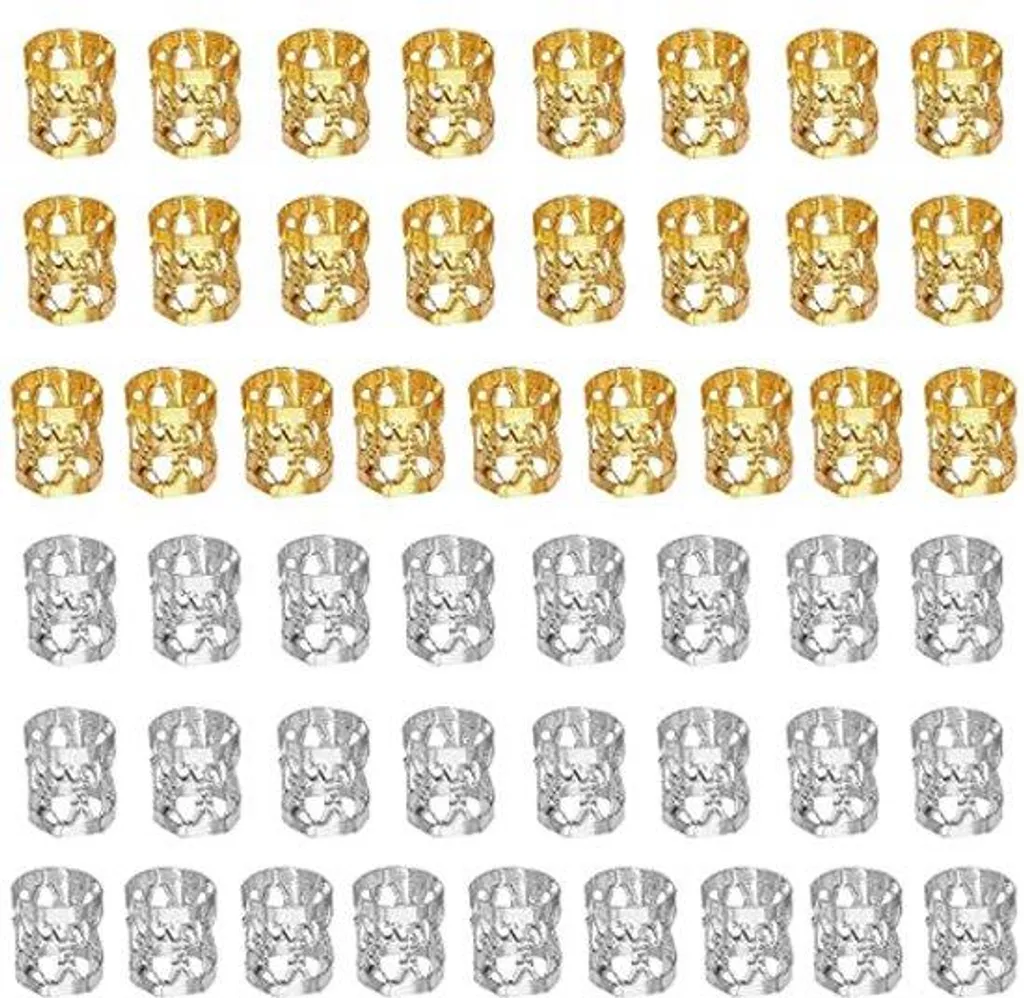 Bijoux pour tresses et dreadlocks : 50 anneaux aluminium style bohème chic