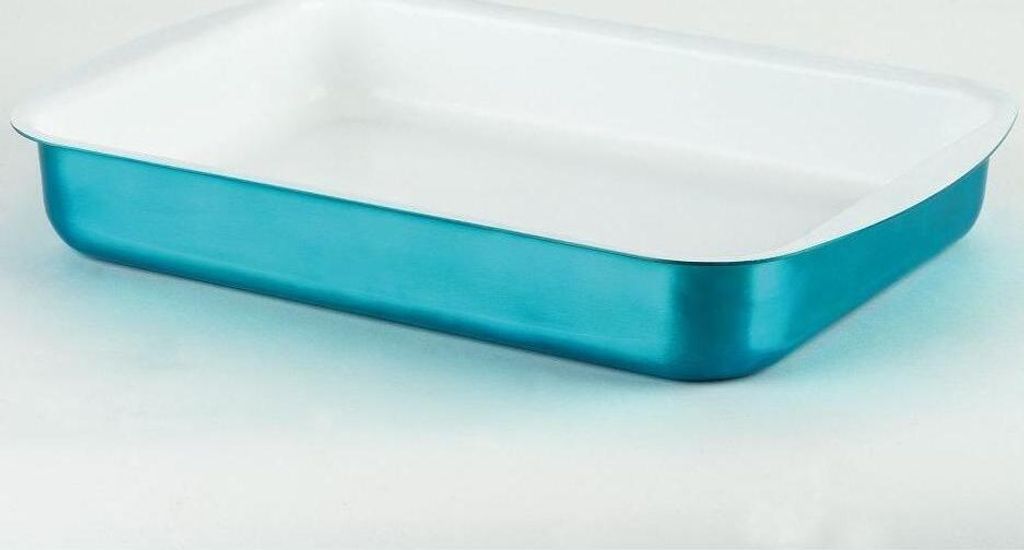 Auflaufform 40 x 28 cm, Aluminium in blauer Metallic-Optik, von Tognana