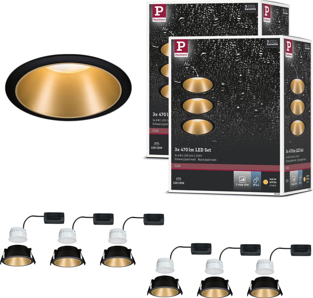 Paulmann Bundle LED Einbauleuchte Cole 3-Step-Dim