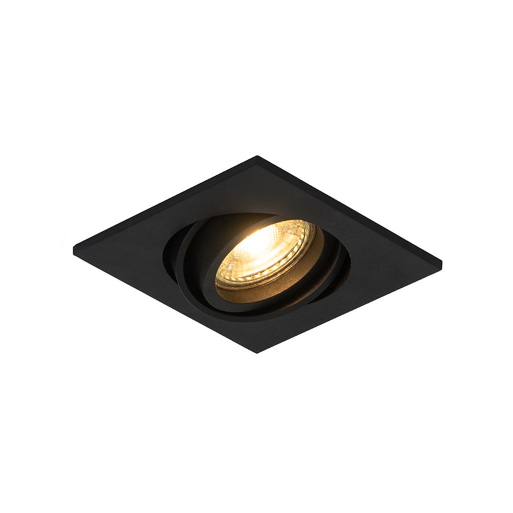 QAZQA - Modern Moderner Einbau Spot schwarz verstellbar - Club I Wohnzimmer I Schlafzimmer - Aluminium Quadratisch - LED geeignet GU10