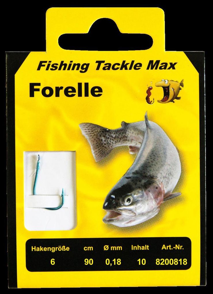 FTM Haken gebunden Forelle 90cm - 10 Forellenhaken, Hakengröße/Schnurdurchmesser:Gr. 6 / 0.18mm