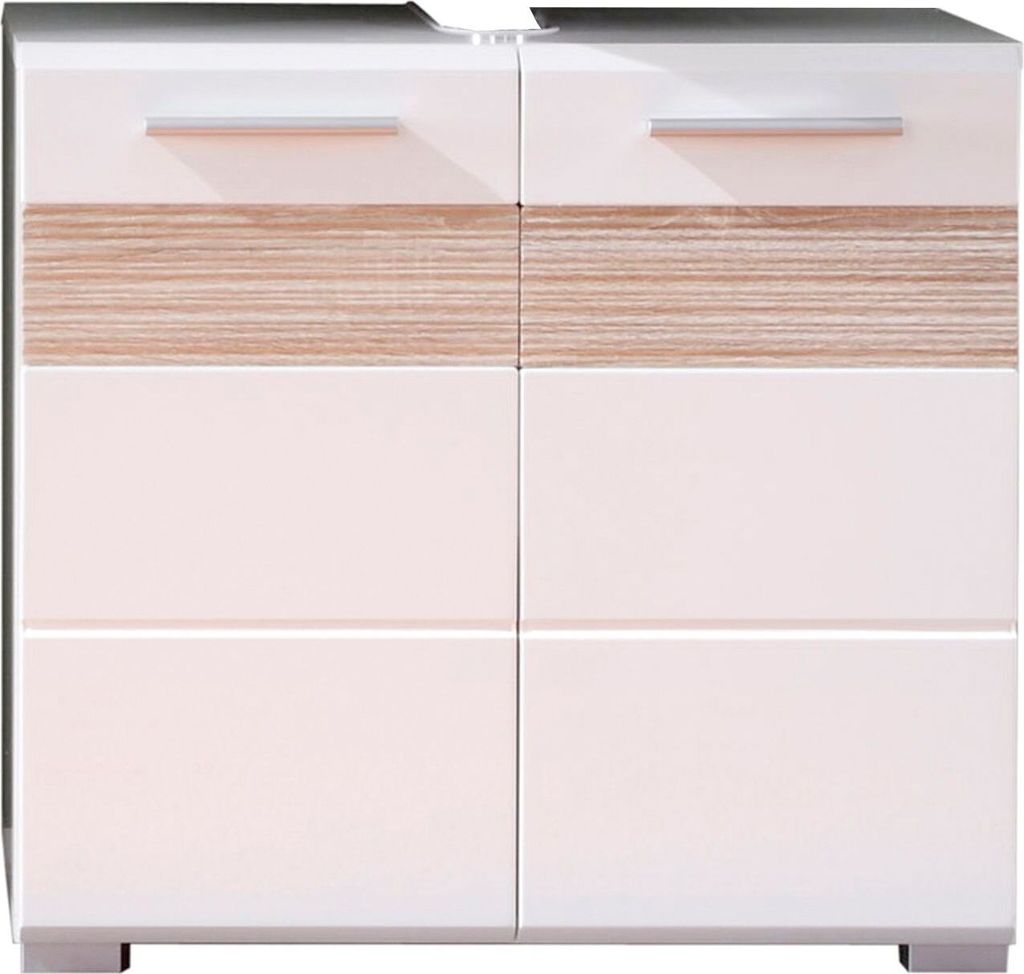 Mezzo meuble sous lavabo blanc haute brillance, blanc. Image du produit 