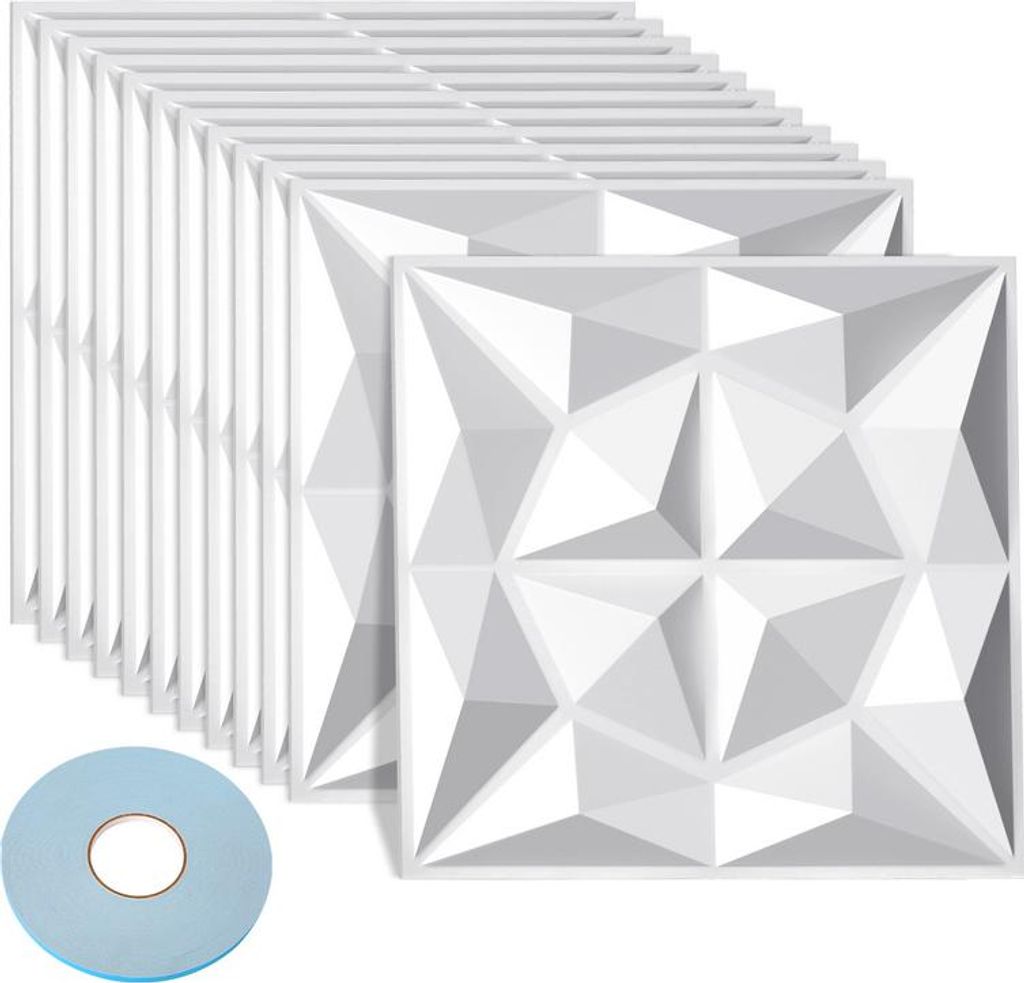 Hebitod 12pcs 3D Paneele Wandpaneele Polyvinylchlorid PVC – Verkleidung für Wand & Decke – 30x30 cm (0,9 m²) – Leicht, Flexibel & Einfach z...