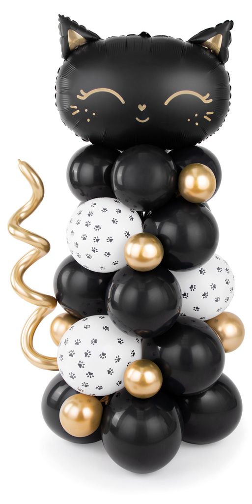 Schwarze Katze Ballonstrauß 140 x 83 cm, 61 teiliges Set - Produktbild 