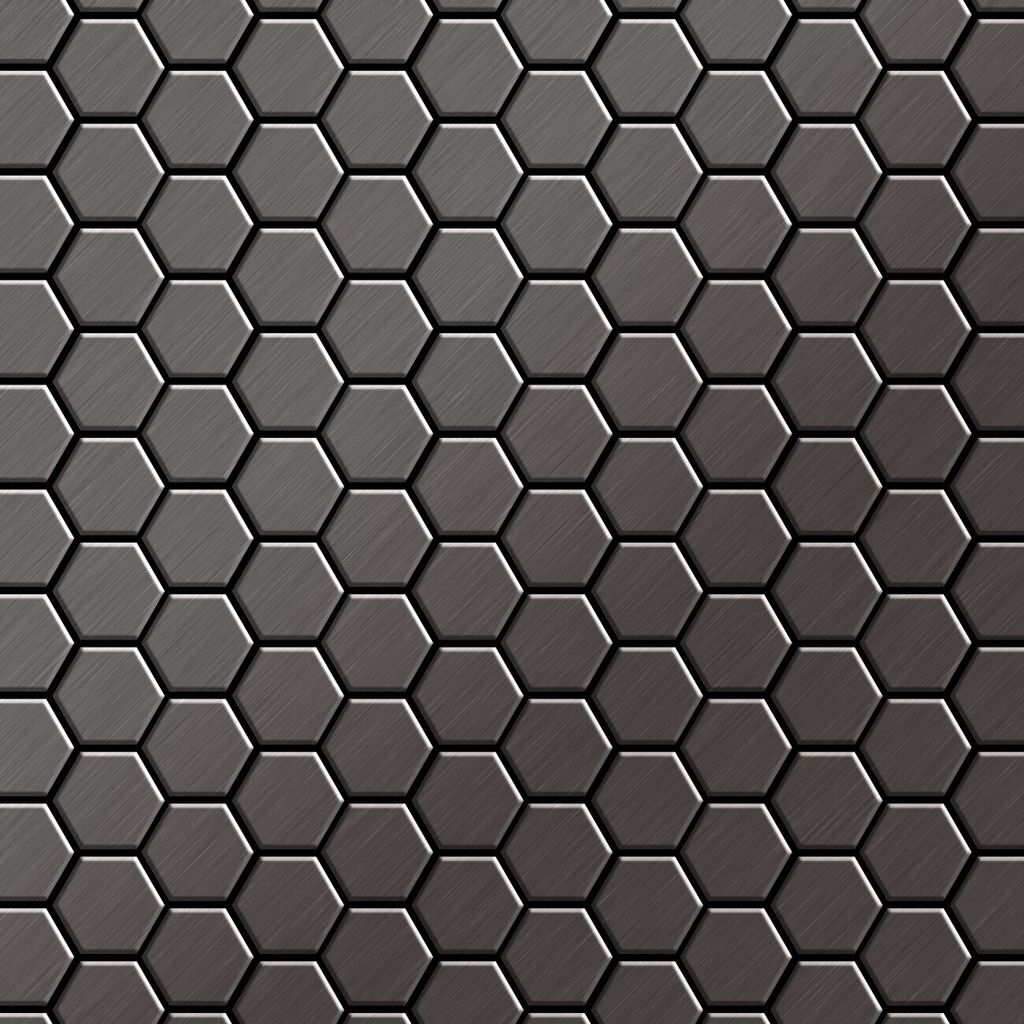 Mosaik Fliese massiv Metall Titan gebürstet dunkelgrau 1,6mm stark Honey-Ti-SB