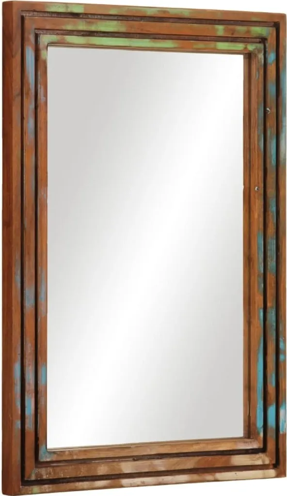 Specchio Bagno 50x70 cm Legno Massiccio Acacia | Specchiera Rustica Legno Vero