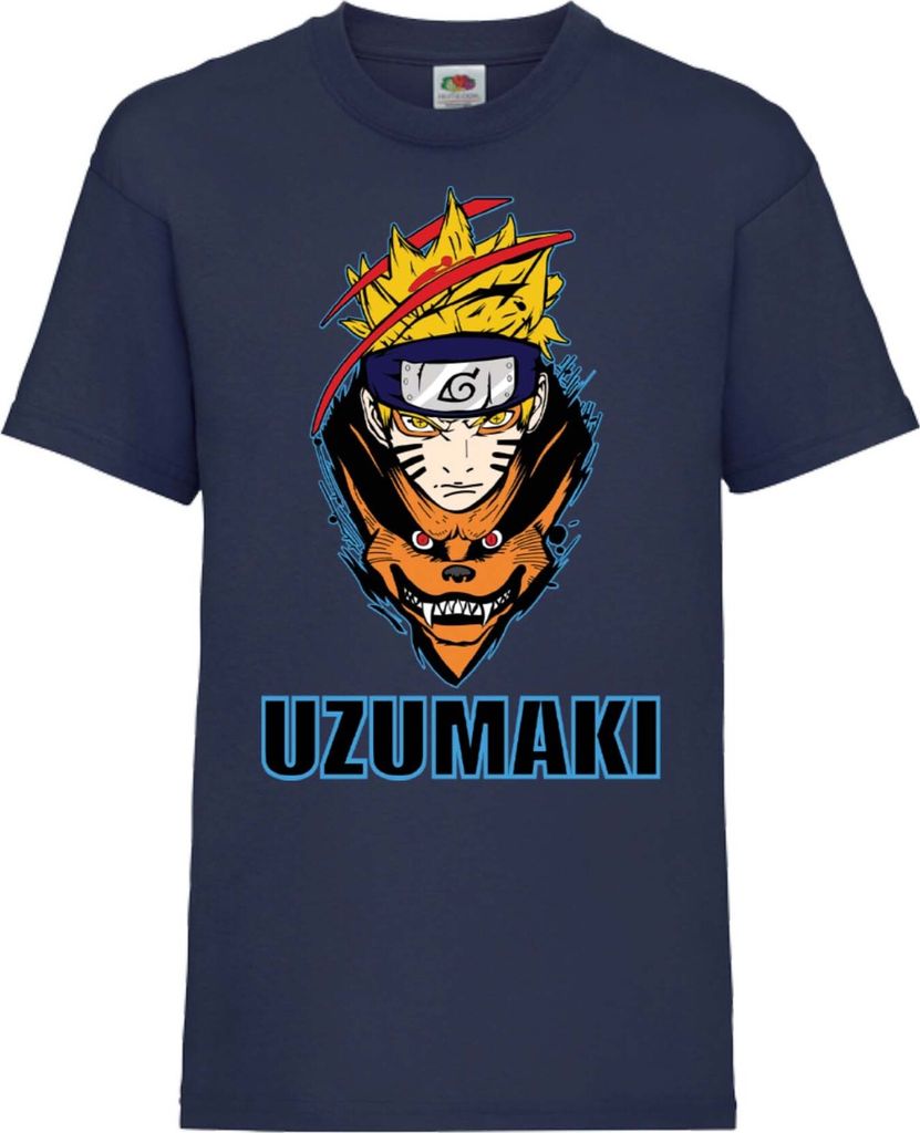 Kinder T-Shirt Naruto Uzumaki 01 Fox Kid, 5-6 Jahr - 116 / Dunkelblau