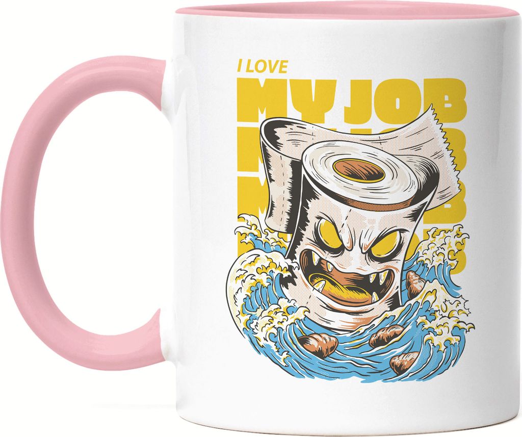 Klopapier Tasse Rosa Scheiße Love Job Aufgabe Toilettengang WC Toilette Toilettenpapier Toilette Business