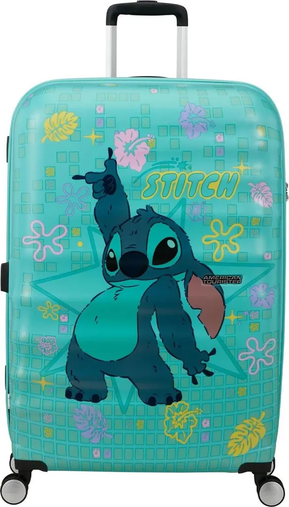 American Tourister Wavebreaker Disney Spinner 77/28 Stitch Flower Bleu