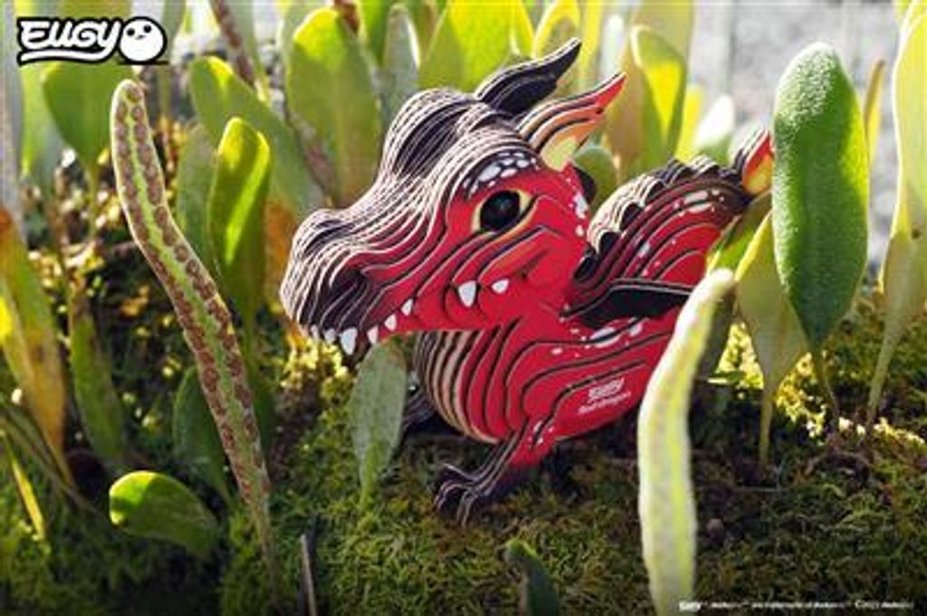 EUGY Red Dragon Bastelset – 3D-Modell Aus Karton, Umweltfreundlich, 10-20 Minuten Aufbau