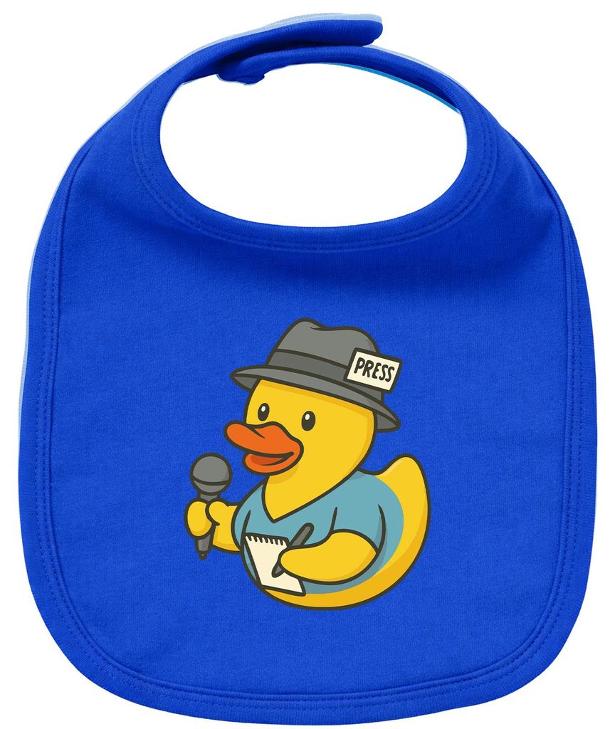 Huuraa Baby Lätzchen Quietscheente Journalismus Comic Gummiente Royal Blue Klettverschluss Baumwolle Latz Geschenkidee