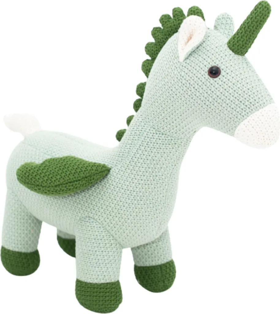 Peluche licorne verte amigurumi 51cm : déco durable et non toxique