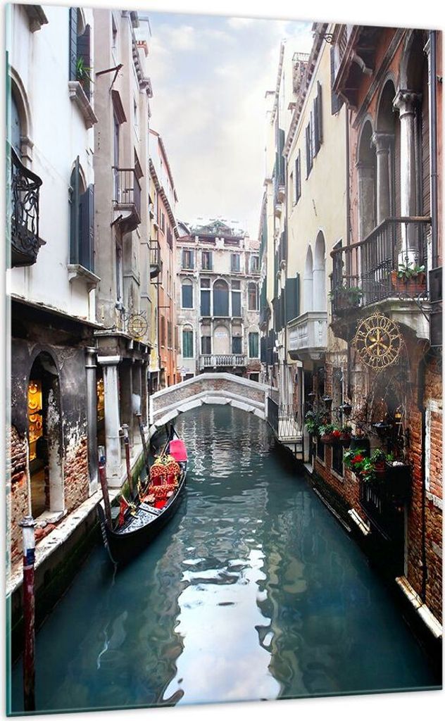 Bilder auf glas - Einteilig - Boot Brücke Tourismus Venedig - 70x100cm - Glasbilder - Wandbilder - Bilder - Wanddekoration aus Glas - Glas Bilder ...