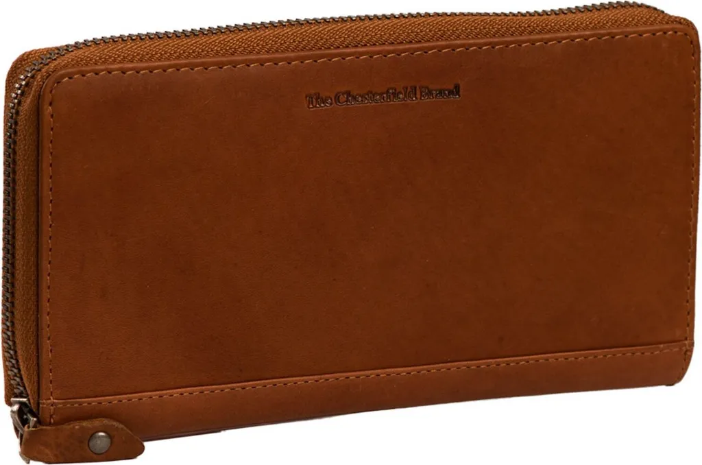 Porte-monnaie Nova Cuir Cognac avec Fermeture Éclair Totale Sécurisée