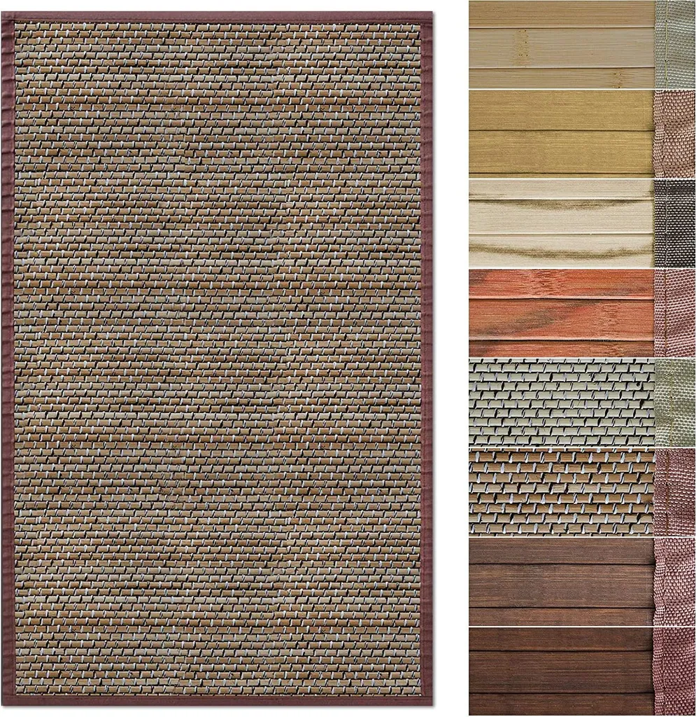 Tapis de salon en bambou naturel Panda 150 x 200 cm pour intérieur Zen
