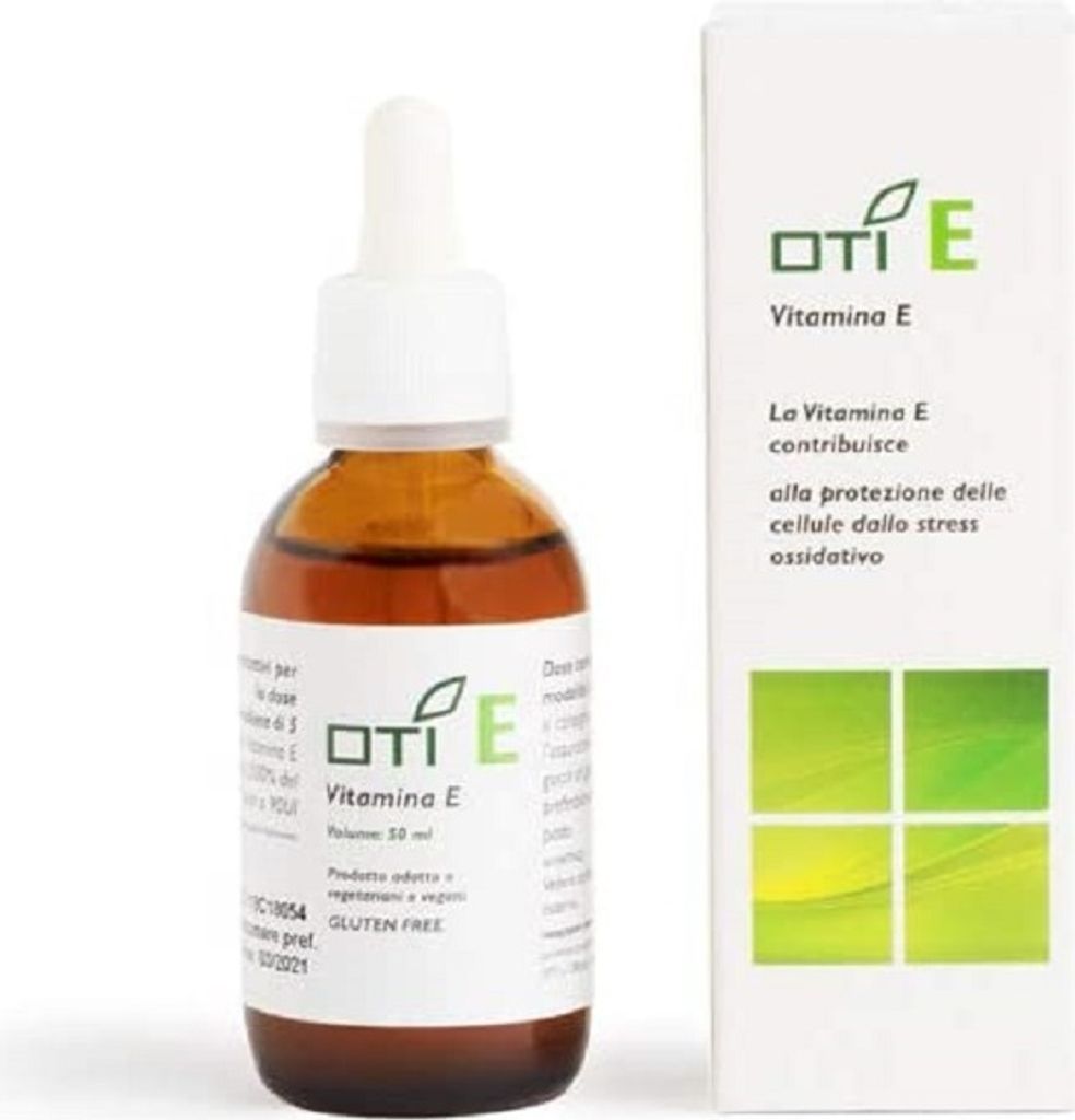 OTI E Vitamin E Nahrungsergänzungsmittel in Tropfenform mit Vitamin E in Sonnenblumenöl mit Zitronenaroma (ätherisches Öl). Hergestellt in Ital...