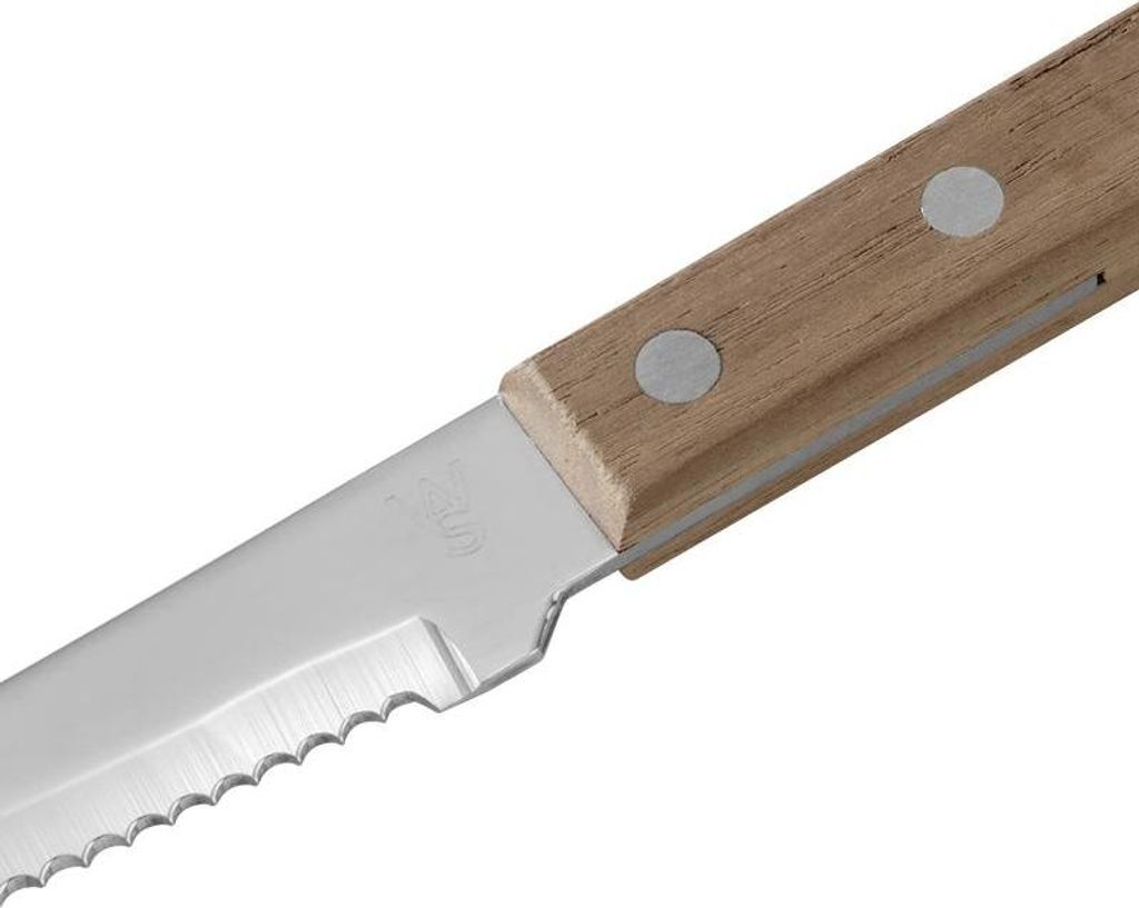 12x Steakmesser Set CARLOS mit grauem Pakkaholzgriff, 24 cm, Set, Klingenstahl 420, Holz