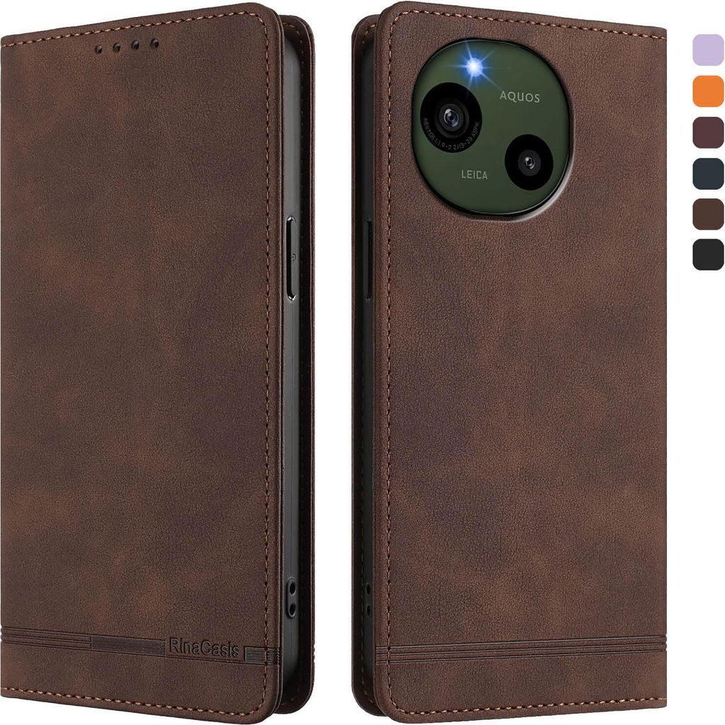Hülle für Sharp Aquos R9, Retro Kunstleder Ständer Klapphülle mit Kartenfächer und Magnetische Braun