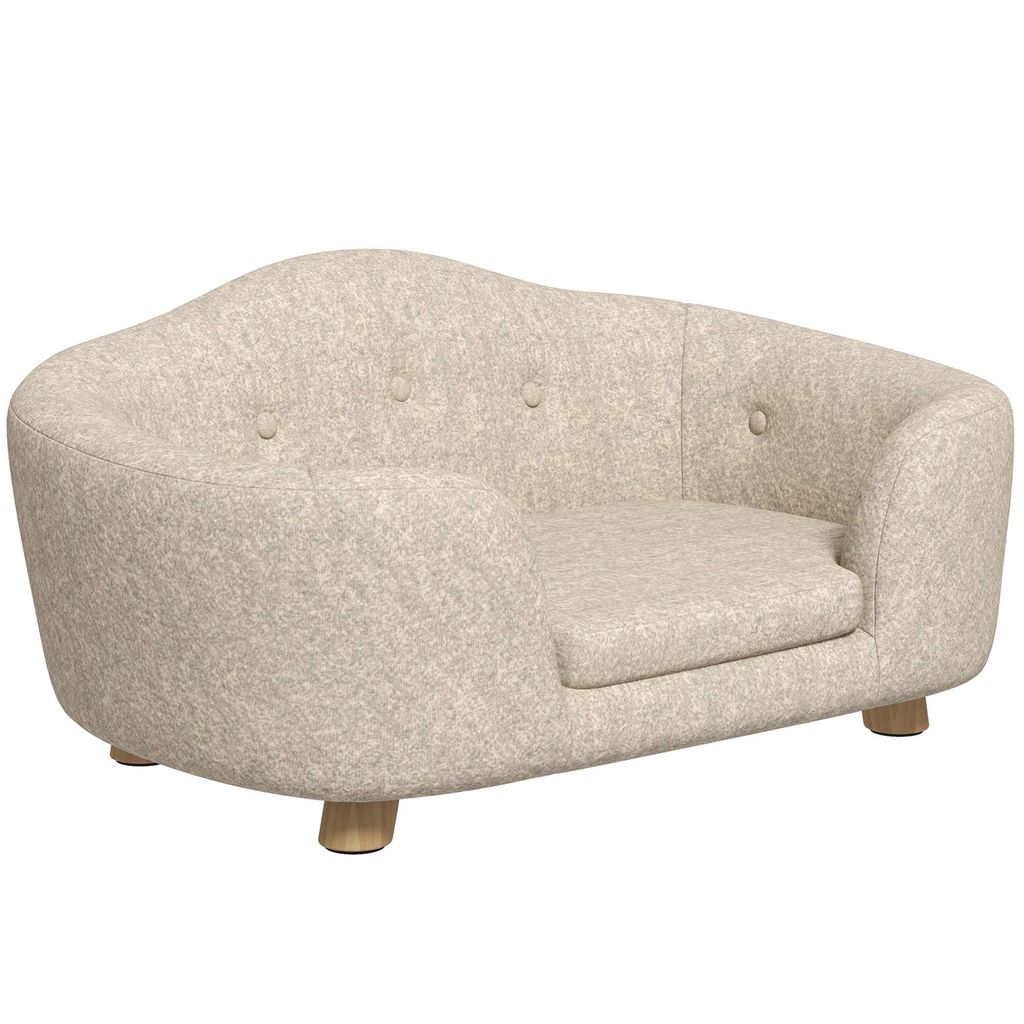 AIORBER Luxus Haustier-Sofa für kleine Hunde und Katzen, weiches Hundebett, abnehmbarer waschbarer Bezug, wasserfest, 70x47x30cm, cremeweiß