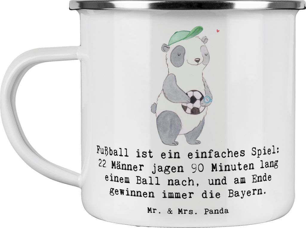 Mr. & Mrs. Panda Motivtasse Fußball Bayern - Weiß - Geschenk, Sportart, Sportler, Ballberührung, Sieg, becher emaille, Schuss, Ballspiel, Fernse...