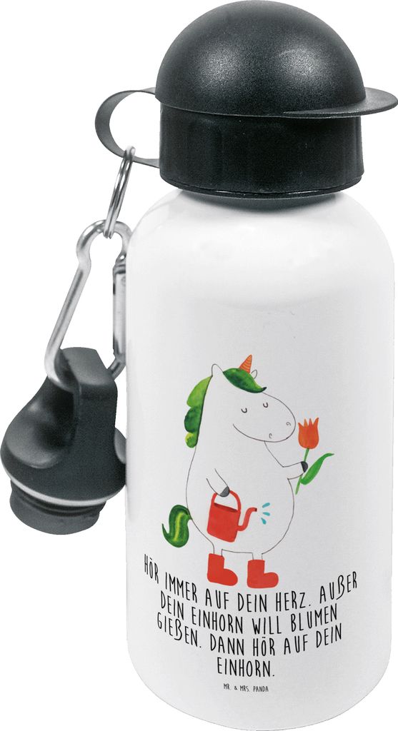 Mr. & Mrs. Panda Trinkflasche Einhorn Gärtner - Weiß - Geschenk, Getränkeflasche, Wasserflasche, Garten, Sportflasche, Unicorn, Gießkanne, Einh...