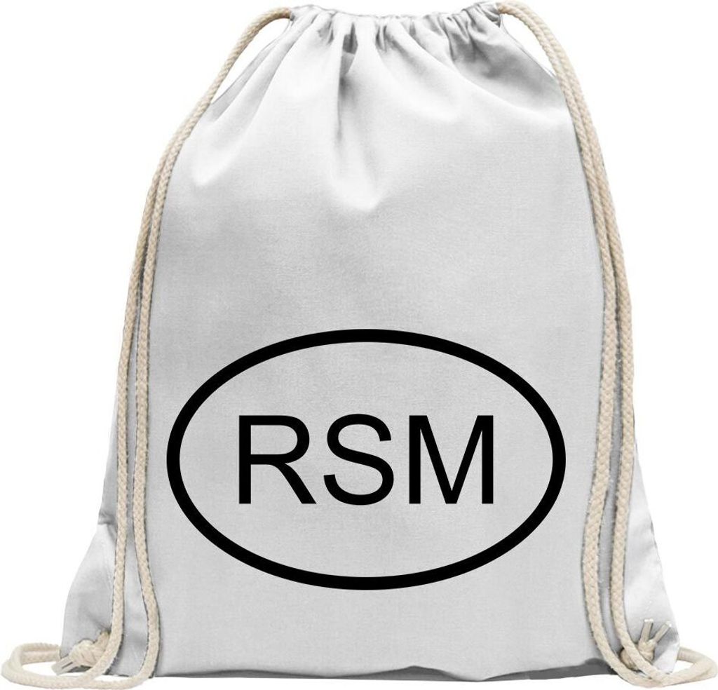 Kiwistar - Turnbeutel - weiss - San Marino RSM - Fun Rucksack Sport Beutel Gymsack Baumwolle mit Ziehgurt