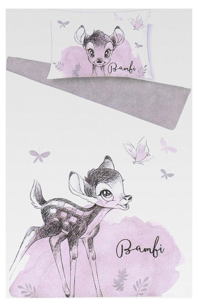 Bettwäsche-Set Bambi in Pink und Weiß 135cm x 200cm,