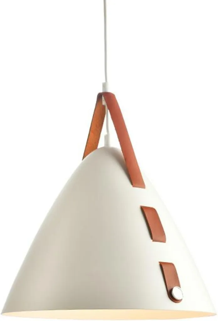 Lustre Suspension Moderne Blanche et Cuir D33cm pour Salon et Cuisine