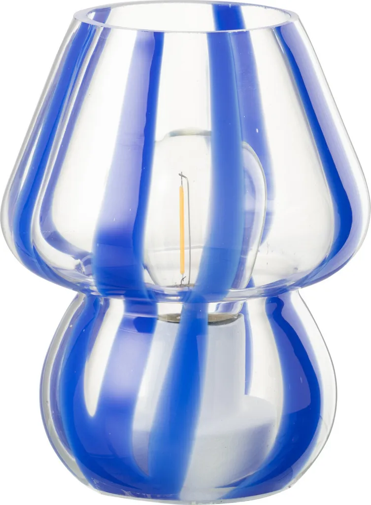 Lampe à poser en verre strié bleu et transparent - Décoration J-Line S