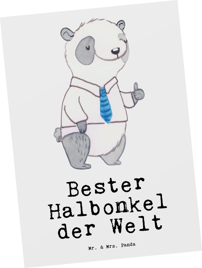 Mr. & Mrs. Panda Postkarte Panda Bester Halbonkel der Welt - Weiß - Geschenk, Onkel, Stief, Fotokarte, Postkarten, bildkarte, Ansichtskarte, Famil...