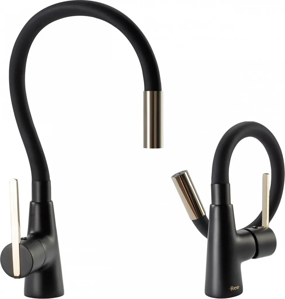 Rubinetto Cucina Rea Icon Black/Gold | Miscelatore Ottone Alta Qualità