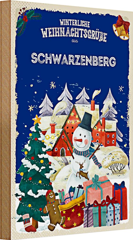 Holzschild Weihnachtsgrüße aus SCHWARZENBERG 20x30cm