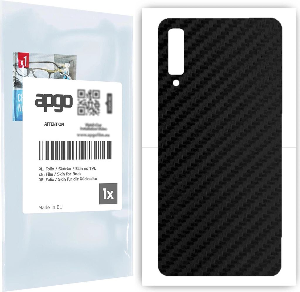 apgo Rückseite Schutzfolie für Samsung Galaxy A7 (2018) - Hinten Schutzfolie Carbon, Rückseite Folie schützt vor Kratzern und Fingerabdrücken