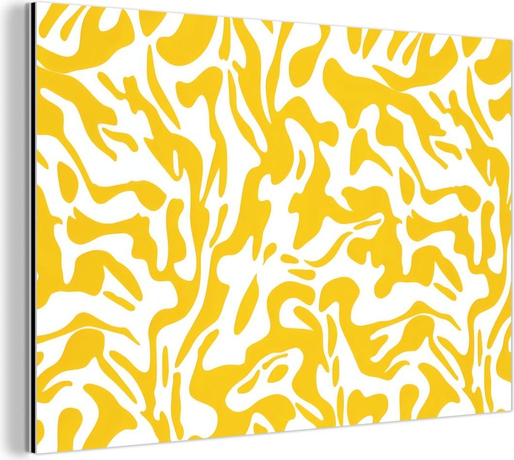 MuchoWow Wanddekoration Metall Metallbild Wandkunst 120x80 cm Formen - Weiß - Abstrakt MuchoWow Aluminium Gemälde - Alu Bild