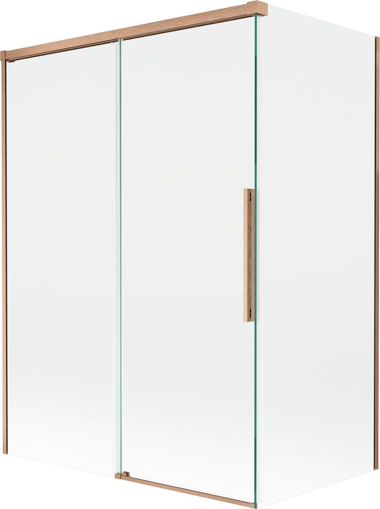Mexen Rox Badewannenabtrennung 2-flügelig verschiebbar 120 + 70 x 150 cm, transparent, gebürstetes Kupfer - 8C9-120-070-65-00