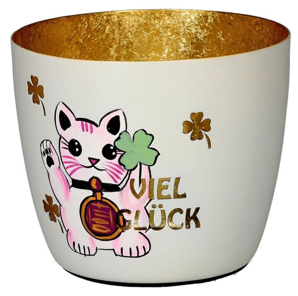 Gift Company Windlicht Madras Viel Glück Weiß Gold Produktbild 