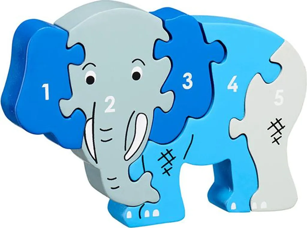 Petit Puzzle Éléphant 1 à 5 en Bois Artisanal - Couleurs Vives Lanka Kade