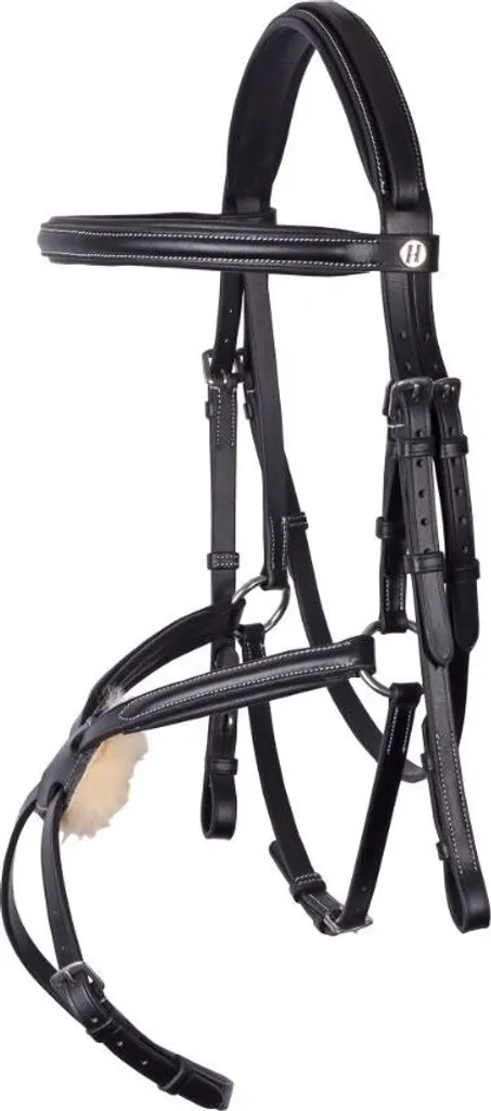 Briglia messicana Harrys Horse con redini nere, taglia cavallo:Cob