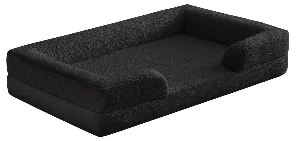 Couchage Moelleux pour Animaux de Compagnie en Bouclette Noire 65x90cm