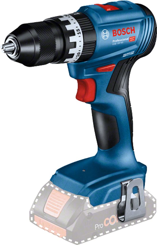 A cordless drill is shown against a white background.