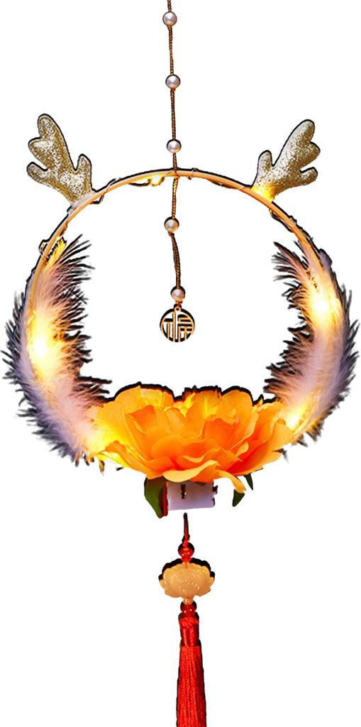 DIY Chinesische Drachenlaterne Kit mit Quasten Simulierte Blume Feine Verarbeitung Handheld Festliche Laterne Dekoration C