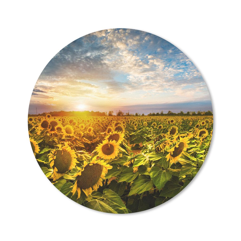 MuchoWow Mauspad Mousepad Blumen - Sonnenblume - Himmel 30x30 cm - Mousepads - Maus Mat - Pad - Mausunterlage - Tischunterlage - Schreibtischmatten
