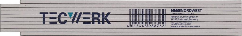 Tecwerk Gliedermaßstab Länge 2 m mm/cm EG III Kunststoff weiß - 1 Stk.