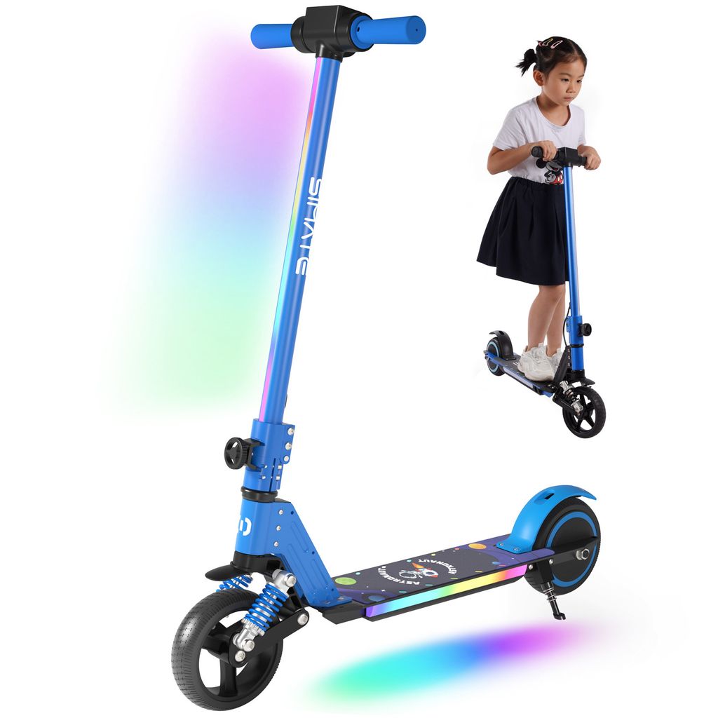 KXQ-EPRO Elektroscooter Kinder Klappbar Elektroroller Blau Kinderroller Für Kinder und Jugendliche 130W Motor,14 km/h,5-8 km Reichweite E-Scooter