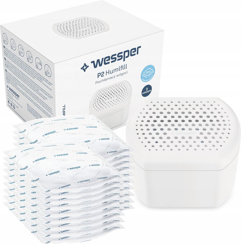 Wessper Feuchtigkeitskiller, Luftentfeuchter Feuchtigkeits-Stopper mit Nachfüll-Beutel Granulat, Raumentfeuchter, Nachfüllbar, reduziert Schimmel...