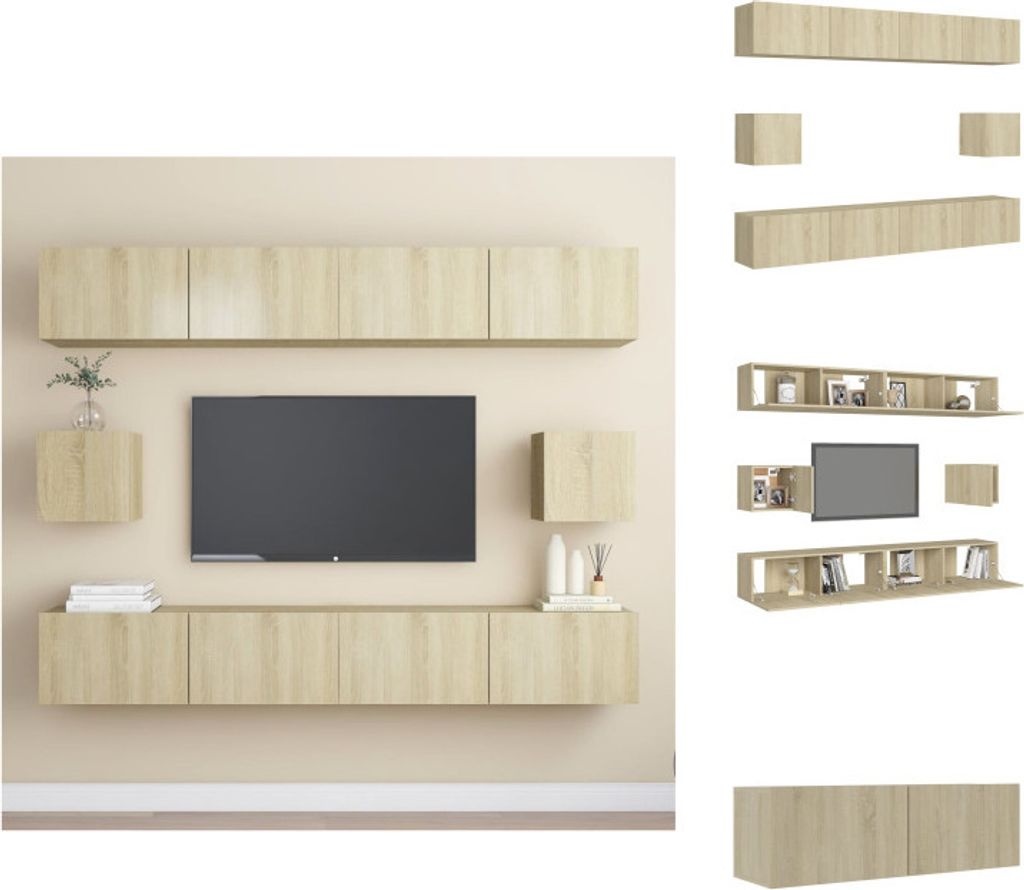 vidaXL 6-tlg. TV-Schrank-Set Sonoma-Eiche Holzwerkstoff - TV-Möbel