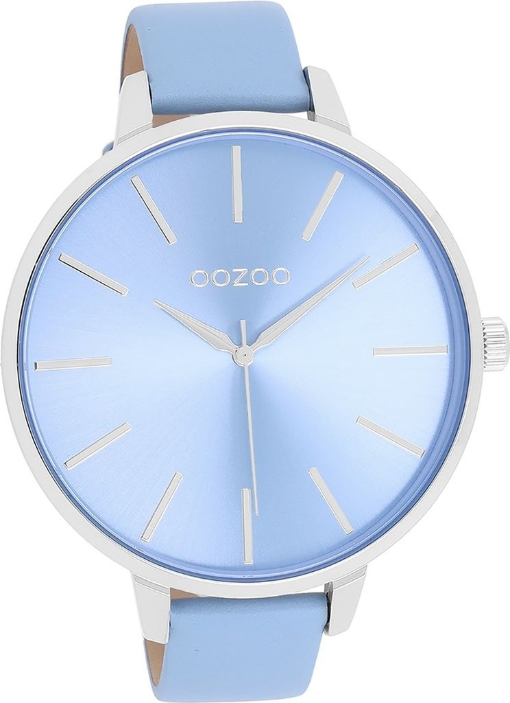 Oozoo Leder Damen Uhr Analog Quarzuhr Armband hellblau Timepieces D2UOC11073