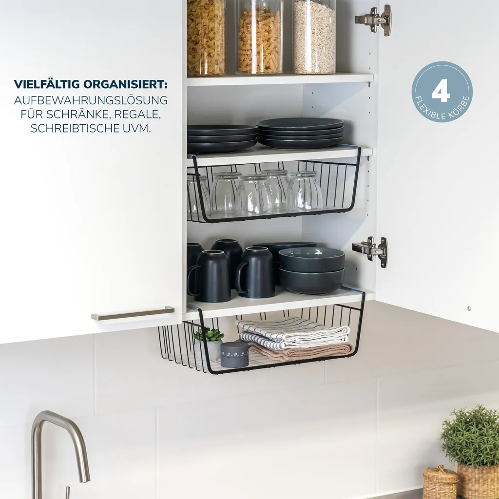 Solution Rangement Placard eluno : 4 Paniers Métal Anti-Rayures - 3