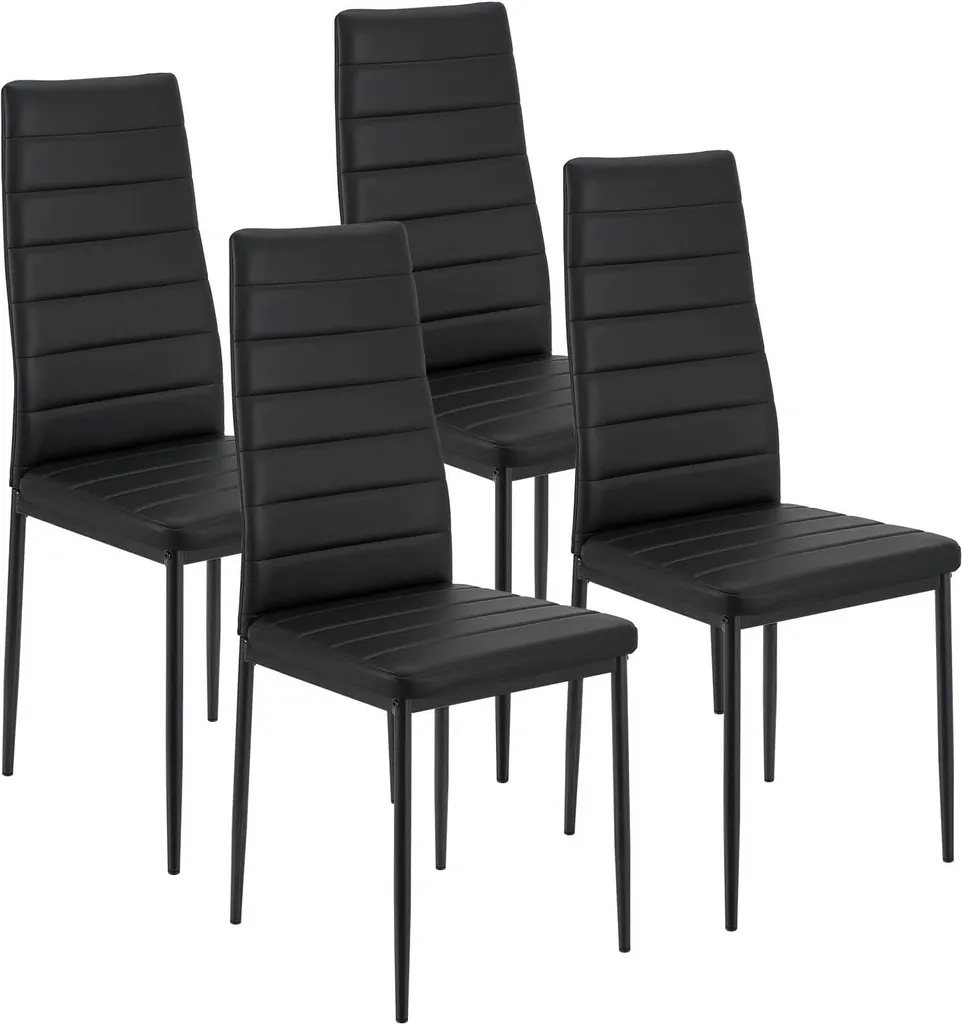 Chaise de cuisine à haut dossier lot de 4 pièces en cuir synthétique