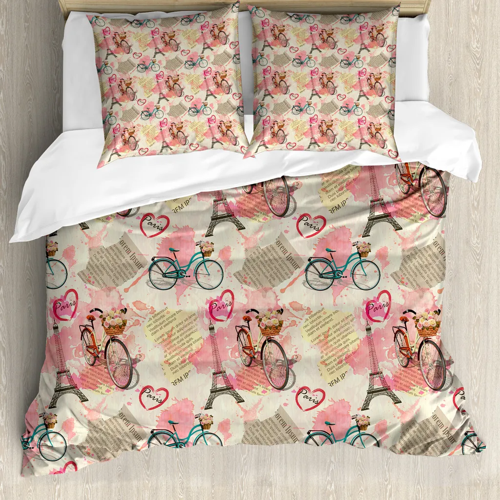 Copripiumino Parigi Antiacaro per Ragazzi: Set 155x220 Rosa e Azzurro